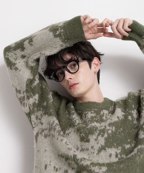 【セール】Pattern mohair knit over loose pullover/総柄/モヘヤクルーネックニット（ニット/セーター）｜RAGEBLUE（レイジブルー）