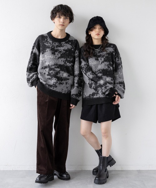 今週のおすすめ製品 セール】Pattern pullover/総柄/モヘヤ loose over knit mohair メンズウェア