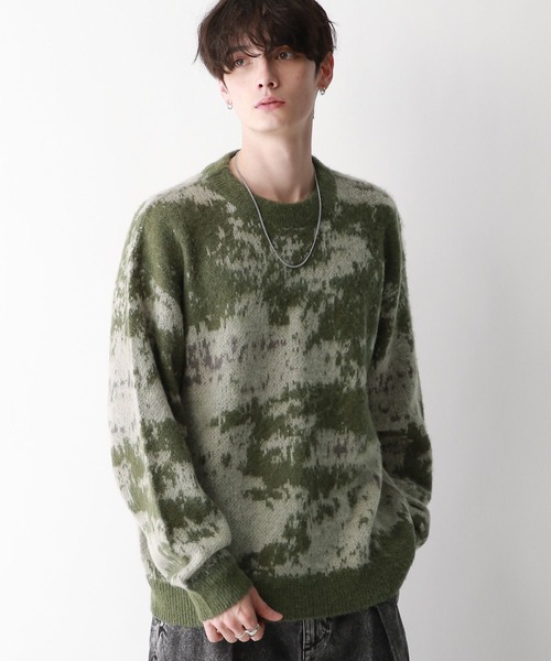 【セール】Pattern mohair knit over loose pullover/総柄/モヘヤクルーネックニット（ニット/セーター）｜RAGEBLUE（レイジブルー）