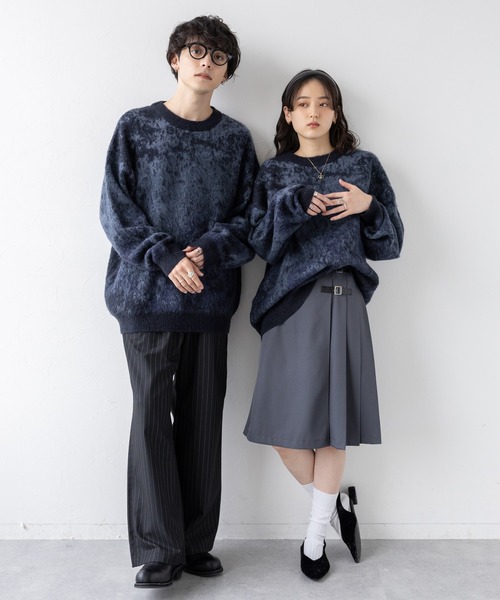 【セール】Pattern mohair knit over loose pullover/総柄/モヘヤクルーネックニット（ニット/セーター）｜RAGEBLUE（レイジブルー）