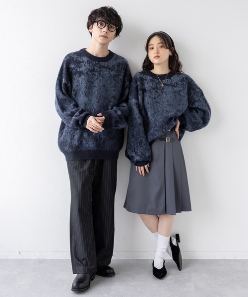 【セール】Pattern mohair knit over loose pullover/総柄/モヘヤクルーネックニット（ニット/セーター）｜RAGEBLUE（レイジブルー）
