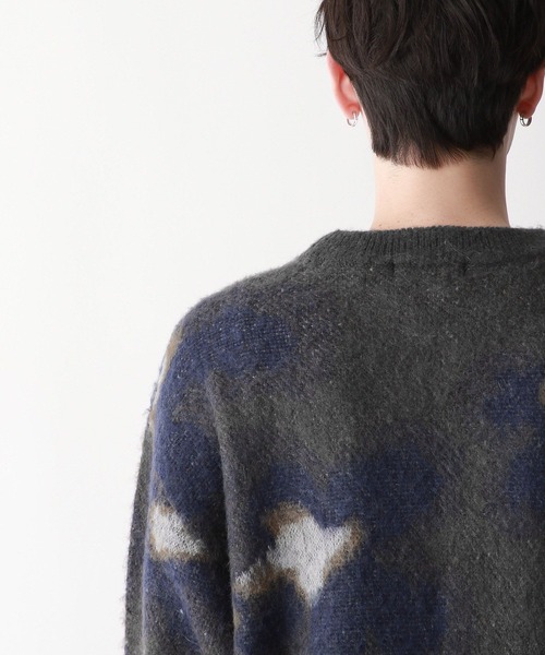 RAGEBLUE（レイジブルー）の「Pattern mohair knit over loose pullover/総柄/モヘヤクルーネックニット（ニット/セーター・メンズ・グレー系その他/ブラック系その他/グリーン系その他/ブルー系その他/ブラウン系その他/ブルー系その他2・SMALL/MEDIUM/LARGE）」の14枚目の写真