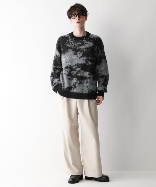 【セール】Pattern mohair knit over loose pullover/総柄/モヘヤクルーネックニット（ニット/セーター）｜RAGEBLUE（レイジブルー）