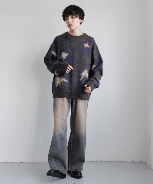 【セール】Pattern mohair knit over loose pullover/総柄/モヘヤクルーネックニット（ニット/セーター）｜RAGEBLUE（レイジブルー）