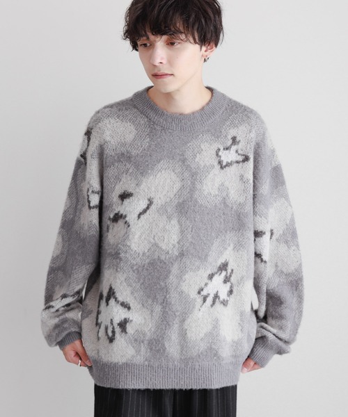 【セール】Pattern mohair knit over loose pullover/総柄/モヘヤクルーネックニット（ニット/セーター）｜RAGEBLUE（レイジブルー）