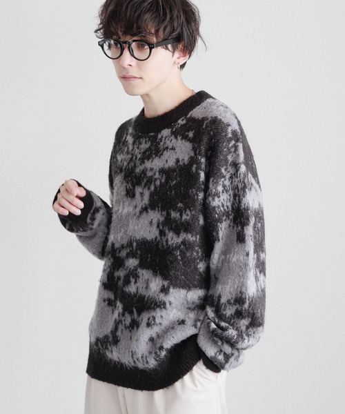 【セール】Pattern mohair knit over loose pullover/総柄/モヘヤクルーネックニット（ニット/セーター）｜RAGEBLUE（レイジブルー）