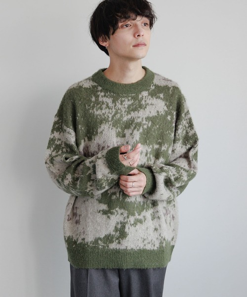 【セール】Pattern mohair knit over loose pullover/総柄/モヘヤクルーネックニット（ニット/セーター）｜RAGEBLUE（レイジブルー）