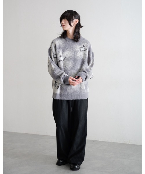 【セール】Pattern mohair knit over loose pullover/総柄/モヘヤクルーネックニット（ニット/セーター）｜RAGEBLUE（レイジブルー）