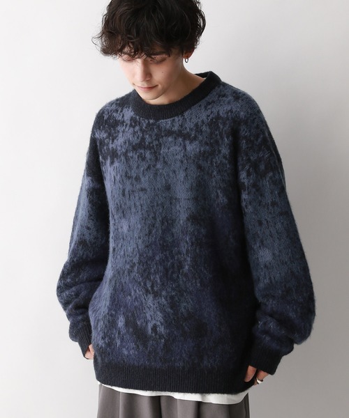 【セール】Pattern mohair knit over loose pullover/総柄/モヘヤクルーネックニット（ニット/セーター）｜RAGEBLUE（レイジブルー）