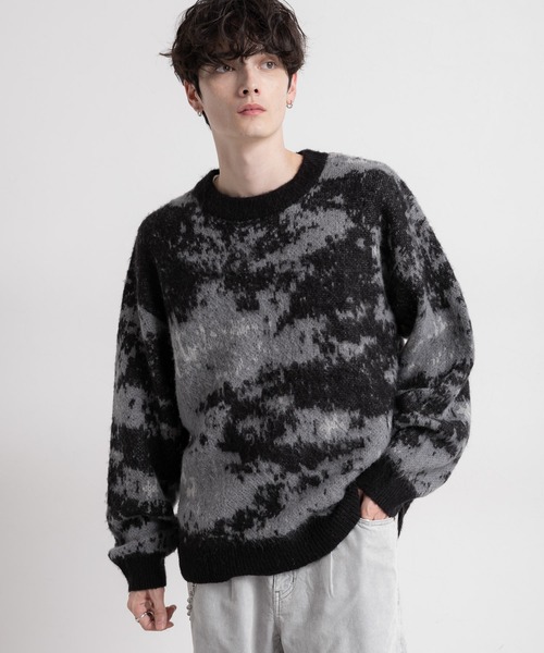 Needles FK237 モヘヤ混 クルーネック ローゲージニット セーター Needles FK237 モヘヤ混 クルーネック ローゲージニット