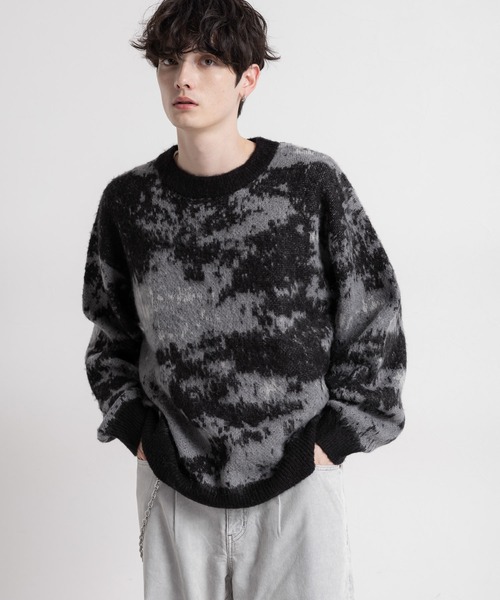【セール】Pattern mohair knit over loose pullover/総柄/モヘヤクルーネックニット（ニット/セーター）｜RAGEBLUE（レイジブルー）
