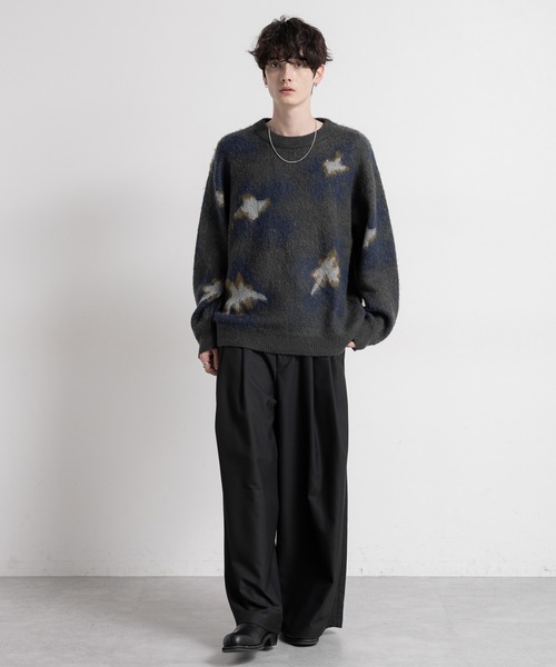 【セール】Pattern mohair knit over loose pullover/総柄/モヘヤクルーネックニット（ニット/セーター）｜RAGEBLUE（レイジブルー）