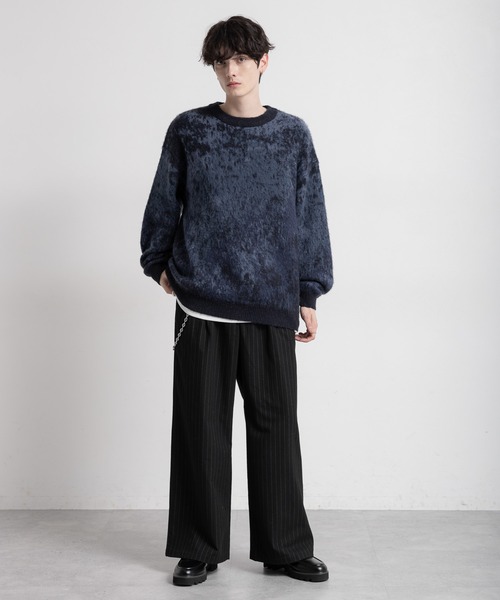 【セール】Pattern mohair knit over loose pullover/総柄/モヘヤクルーネックニット（ニット/セーター）｜RAGEBLUE（レイジブルー）