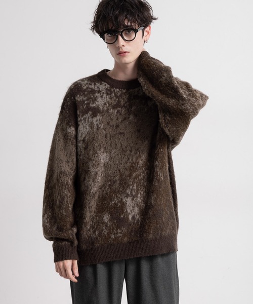 【セール】Pattern mohair knit over loose pullover/総柄/モヘヤクルーネックニット（ニット/セーター）｜RAGEBLUE（レイジブルー）