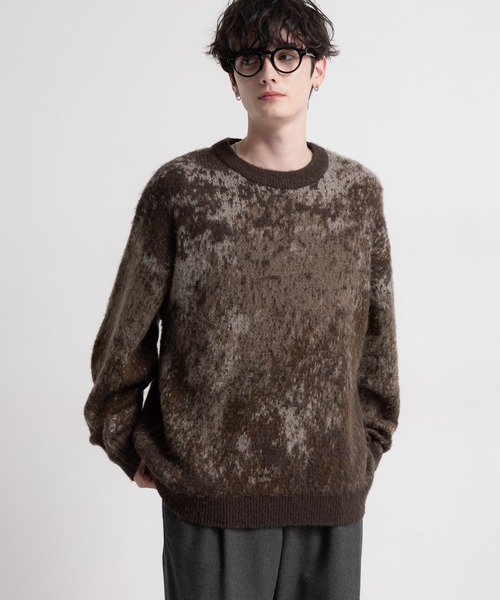 【セール】Pattern mohair knit over loose pullover/総柄/モヘヤクルーネックニット（ニット/セーター）｜RAGEBLUE（レイジブルー）