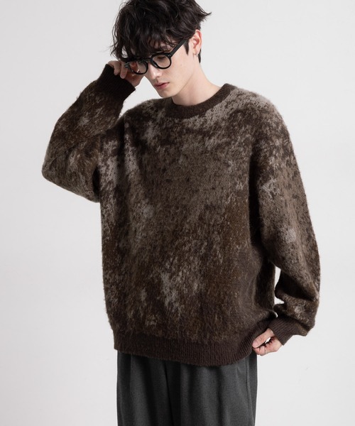 【セール】Pattern mohair knit over loose pullover/総柄/モヘヤクルーネックニット（ニット/セーター）｜RAGEBLUE（レイジブルー）