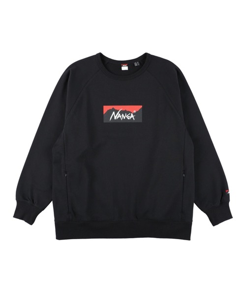 NANGA（ナンガ）の「ECO HYBRID BOX LOGO SWEATSHIRT/エコハイブリッド ボックスロゴ スウェットシャツ（スウェット・メンズ・ブラック/セージグリーン/オートミール/ライトグレー/ホワイト/ブラック系その他/オレンジ・S/M/L/XL）」の4枚目の写真
