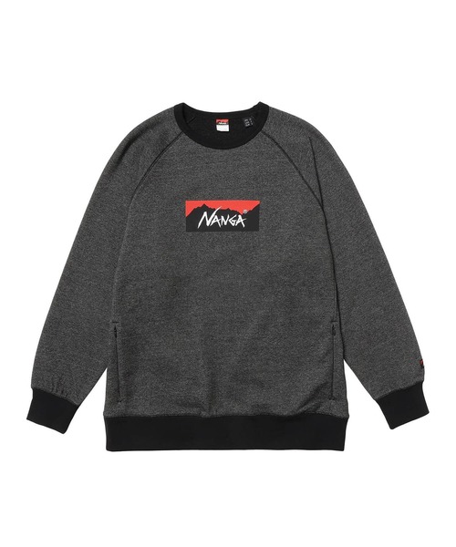 NANGA（ナンガ）の「ECO HYBRID BOX LOGO SWEATSHIRT/エコハイブリッド ボックスロゴ スウェットシャツ（スウェット・メンズ・ブラック/セージグリーン/オートミール/ライトグレー/ホワイト/ブラック系その他/オレンジ・S/M/L/XL）」の3枚目の写真
