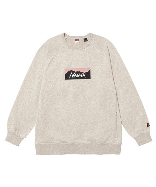 NANGA（ナンガ）の「ECO HYBRID BOX LOGO SWEATSHIRT/エコハイブリッド ボックスロゴ スウェットシャツ（スウェット・メンズ・ブラック/セージグリーン/オートミール/ライトグレー/ホワイト/ブラック系その他/オレンジ・S/M/L/XL）」の19枚目の写真