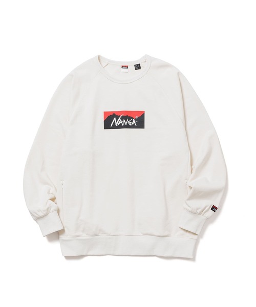 NANGA（ナンガ）の「ECO HYBRID BOX LOGO SWEATSHIRT/エコハイブリッド ボックスロゴ スウェットシャツ（スウェット・メンズ・ブラック/セージグリーン/オートミール/ライトグレー/ホワイト/ブラック系その他/オレンジ・S/M/L/XL）」の18枚目の写真