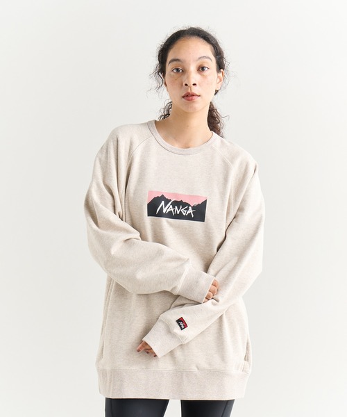NANGA（ナンガ）の「ECO HYBRID BOX LOGO SWEATSHIRT/エコハイブリッド ボックスロゴ スウェットシャツ（スウェット・メンズ・ブラック/セージグリーン/オートミール/ライトグレー/ホワイト/ブラック系その他/オレンジ・S/M/L/XL）」の21枚目の写真