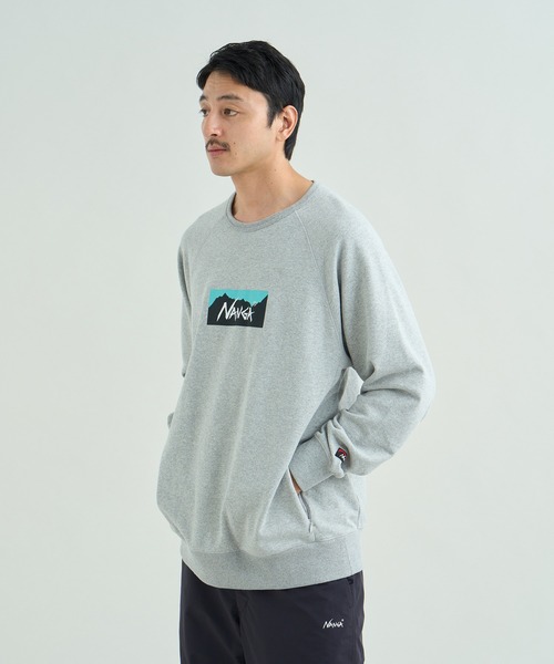 NANGA(ナンガ)の「ECO HYBRID BOX LOGO SWEATSHIRT/エコハイブリッド ボックスロゴ スウェットシャツ(スウェット・メンズ・ブラック/セージグリーン/オートミール/ライトグレー/ホワイト/ブラック系その他/オレンジ・S/M/L/XL)」の19枚目の写真