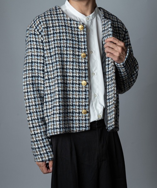 94SS ヴィンテージ ギャルソン シースルー切替 ノーカラージャケット 94SS ヴィンテージ ギャルソン シースルー切替 ノーカラージャケット