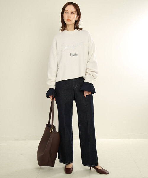 SLOBE IENA（スローブイエナ）の「Bonjour paris ロゴニット（ニット