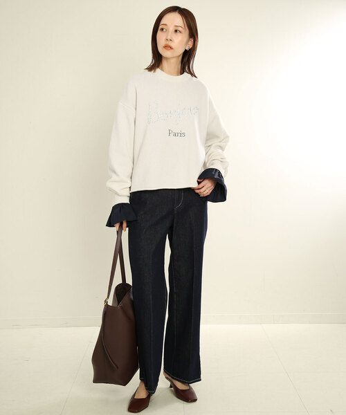 スローブイエナ　Bonjour paris ロゴニット SLOBE IENA（スローブイエナ）の「Bonjour paris ロゴニット（ニット