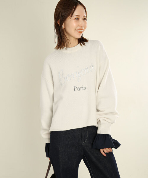 SLOBE IENA（スローブイエナ）の「Bonjour paris ロゴニット（ニット