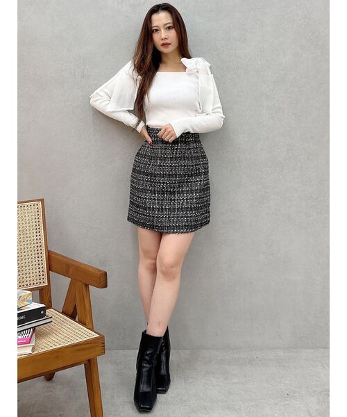 MERCURYDUO(マーキュリーデュオ)の「ショルダーリボンオフショルロングスリーブニット(ニット/セーター・レディース・チャコールグレー/ブラック/オフホワイト/ライトグレー・FREE)」の18枚目の写真