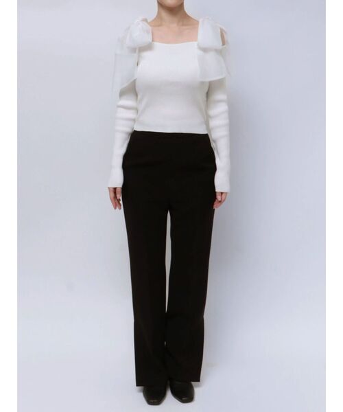 MERCURYDUO(マーキュリーデュオ)の「ショルダーリボンオフショルロングスリーブニット(ニット/セーター・レディース・チャコールグレー/ブラック/オフホワイト/ライトグレー・FREE)」の11枚目の写真