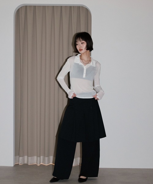 leimn(レイムン)の「【シアーポロシャツ】(ポロシャツ・レディース・サックスブルー/ブラック/ライトブルー/ホワイト/ピンク/チャコールグレー/ブラウン・FREE)」の10枚目の写真