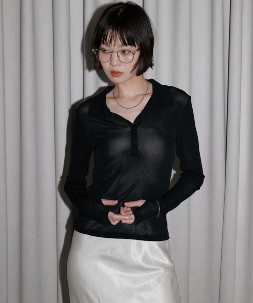 leimn(レイムン)の「【シアーポロシャツ】(ポロシャツ・レディース・サックスブルー/ブラック/ライトブルー/ホワイト/ピンク/チャコールグレー/ブラウン・FREE)」の22枚目の写真