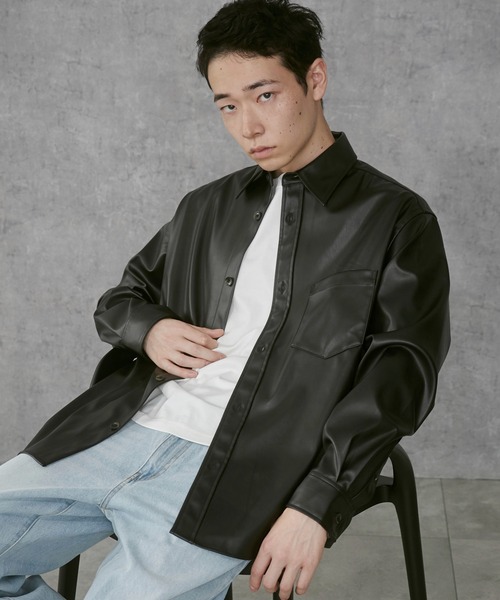 セール】THE STANDARD/シンセティックレザーロングスリーブシャツ