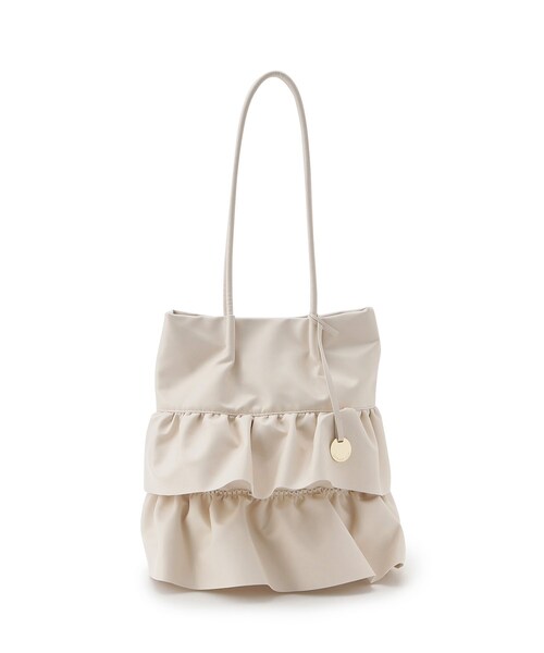 OPAQUE.CLIP(オペークドットクリップ)の「◆【A4サイズ対応】合皮ティアードフリルトートバッグ(トートバッグ・レディース・アイボリー/ブラック/チャコールグレー・00)」の2枚目の写真