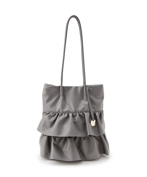 OPAQUE.CLIP(オペークドットクリップ)の「◆【A4サイズ対応】合皮ティアードフリルトートバッグ(トートバッグ・レディース・アイボリー/ブラック/チャコールグレー・00)」の5枚目の写真