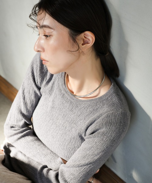 select MOCA（セレクトモカ）の「ステンレスカーブネックカフ（ネックレス・レディース・シルバー/ゴールド・FREE）」の7枚目の写真