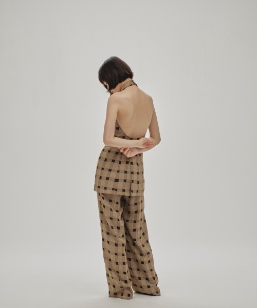 セール】Halterneck Checkjacquard Tops（タンクトップ