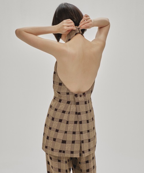 トップス TODAYFUL Halterneck Checkjaquard Top Halterneck Checkjaquard Top(FREE BLACK): TODAYFUL: WOMENS