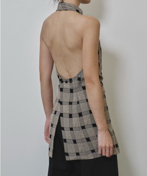 セール】Halterneck Checkjacquard Tops（タンクトップ