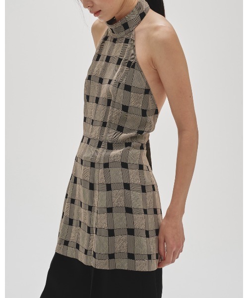 セール】Halterneck Checkjacquard Tops（タンクトップ