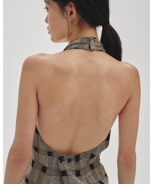 セール】Halterneck Checkjacquard Tops（タンクトップ