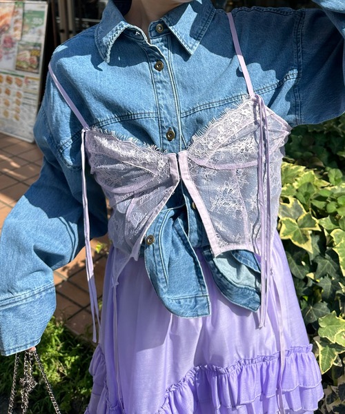 平成ギャル00s TRALALA 水玉ドット総柄レース コルセット キャミ 平成ギャル00s TRALALA 水玉ドット総柄レース コルセット キャミ
