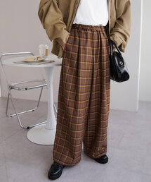 【ユニセックス】チェックタックワイドパンツ