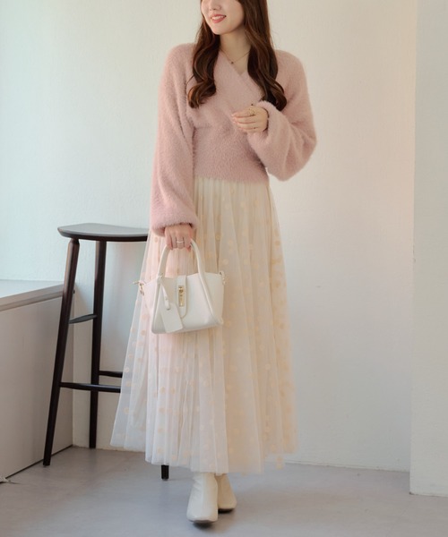 Another Branch olive des olive(アナザーブランチオリーブデオリーブ)の「シャギーカシュクールKT(ニット/セーター・レディース・ピンク/オフホワイト/グレイッシュベージュ/ブラック・FREE)」の12枚目の写真