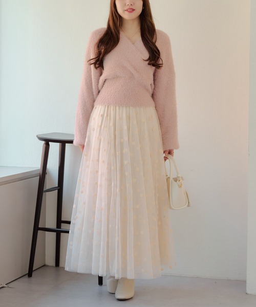Another Branch olive des olive(アナザーブランチオリーブデオリーブ)の「シャギーカシュクールKT(ニット/セーター・レディース・ピンク/オフホワイト/グレイッシュベージュ/ブラック・FREE)」の13枚目の写真