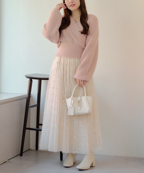 Another Branch olive des olive(アナザーブランチオリーブデオリーブ)の「シャギーカシュクールKT(ニット/セーター・レディース・ピンク/オフホワイト/グレイッシュベージュ/ブラック・FREE)」の14枚目の写真