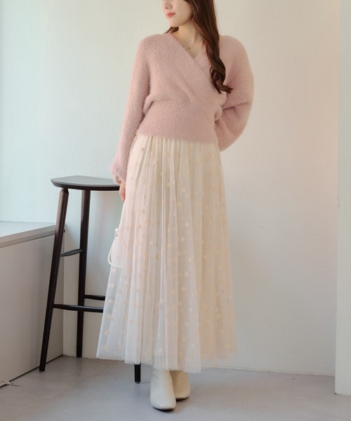Another Branch olive des olive(アナザーブランチオリーブデオリーブ)の「シャギーカシュクールKT(ニット/セーター・レディース・ピンク/オフホワイト/グレイッシュベージュ/ブラック・FREE)」の15枚目の写真