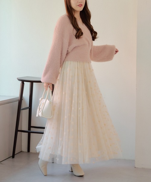 Another Branch olive des olive(アナザーブランチオリーブデオリーブ)の「シャギーカシュクールKT(ニット/セーター・レディース・ピンク/オフホワイト/グレイッシュベージュ/ブラック・FREE)」の16枚目の写真